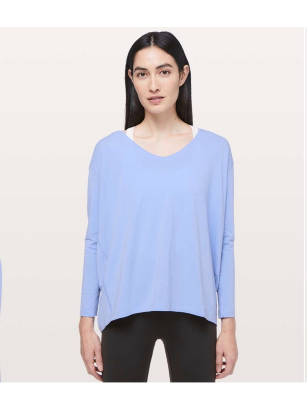 Lululemon Back In Action Long Sleeve V Hydrangea Blue Oversized Top L 10 12